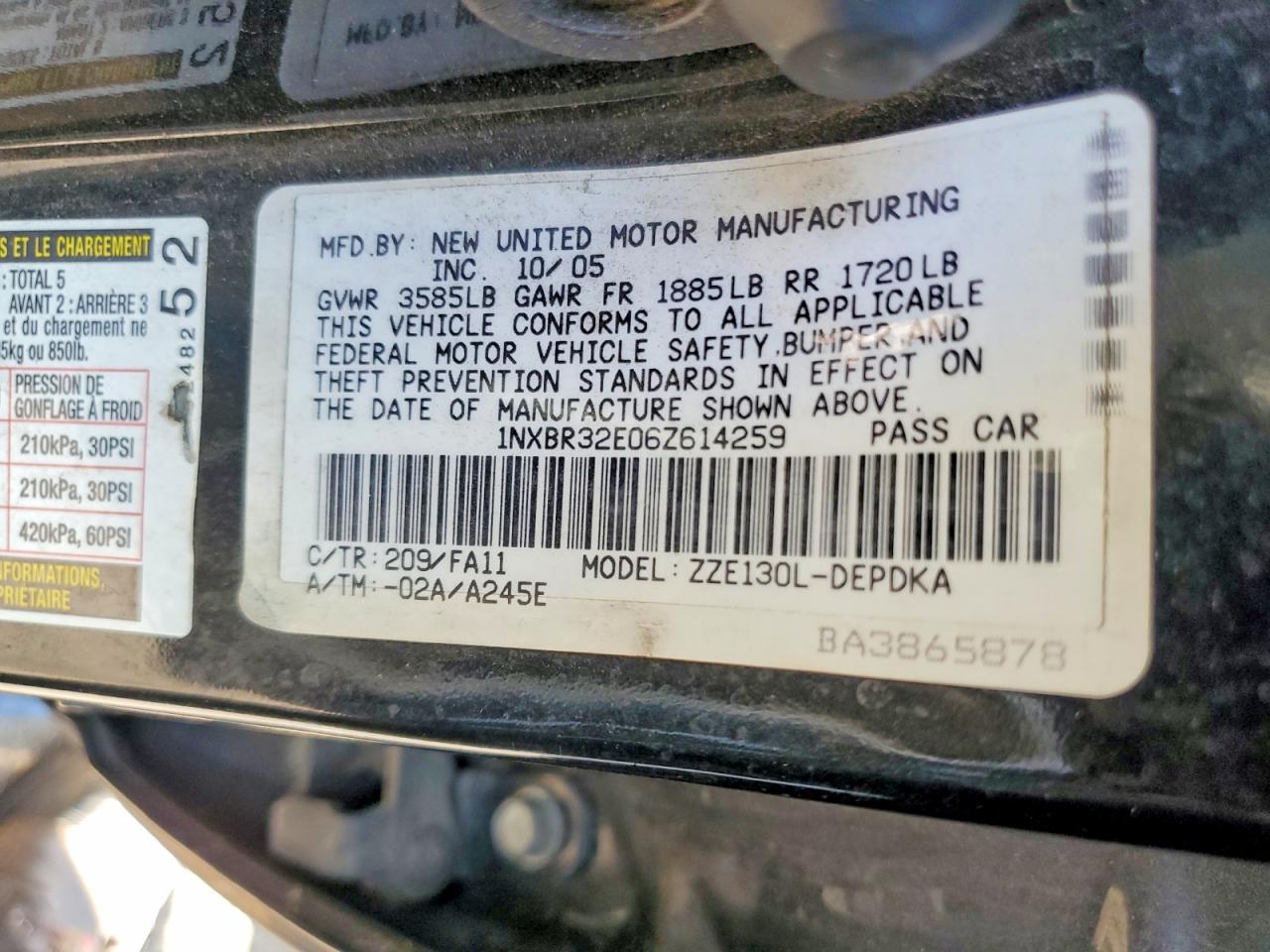 2006 Toyota Corolla Gray vin: 1NXBR32E06Z614259
