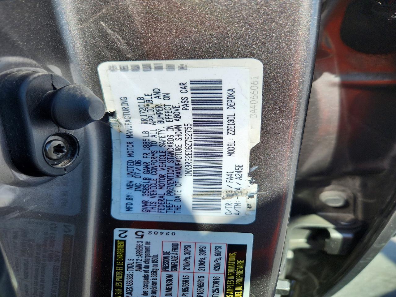 2006 Toyota Corolla Ce Gray vin: 1NXBR32E06Z752755