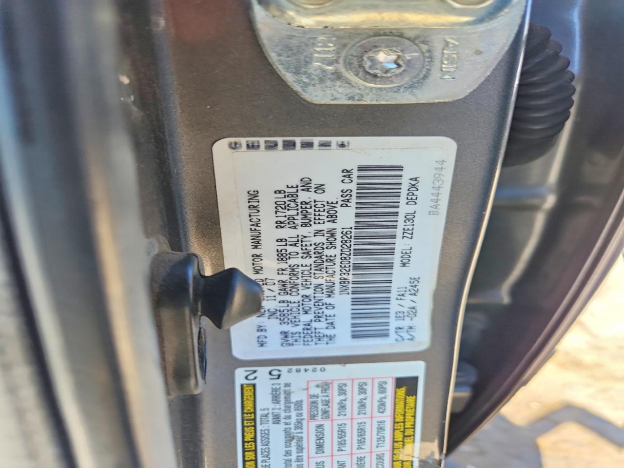 2008 Toyota Corolla Ce Gray vin: 1NXBR32E08Z028261