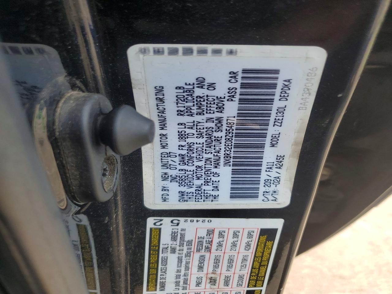 2008 Toyota Corolla Ce Black vin: 1NXBR32E08Z954871