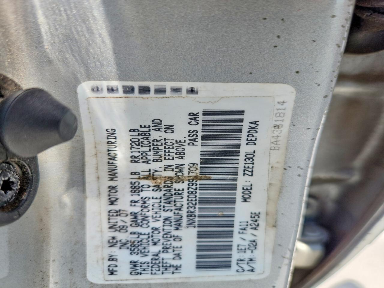 2008 Toyota Corolla Ce Silver vin: 1NXBR32E08Z991709