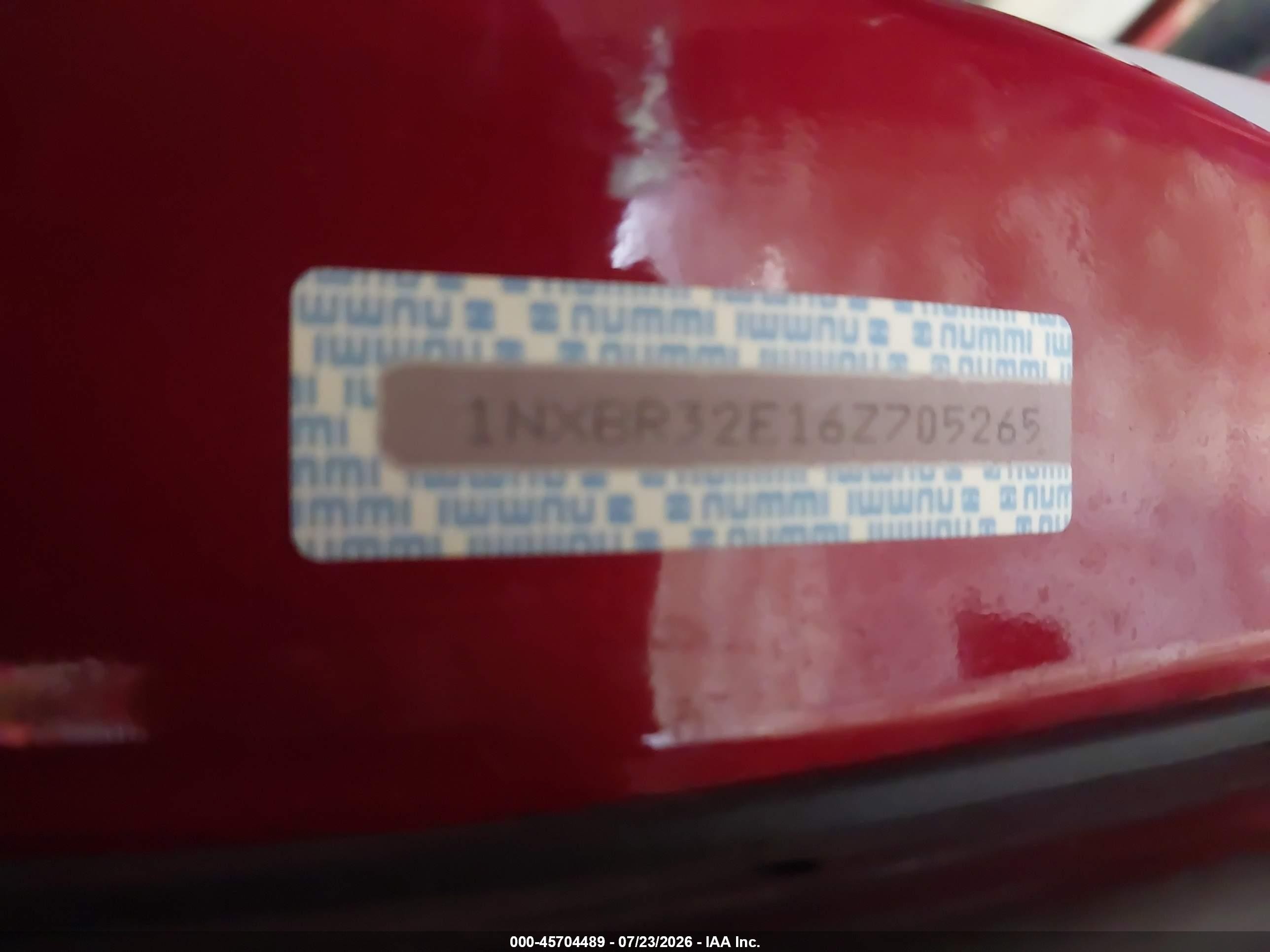 2006 Toyota Corolla Ce Red vin: 1NXBR32E16Z705265
