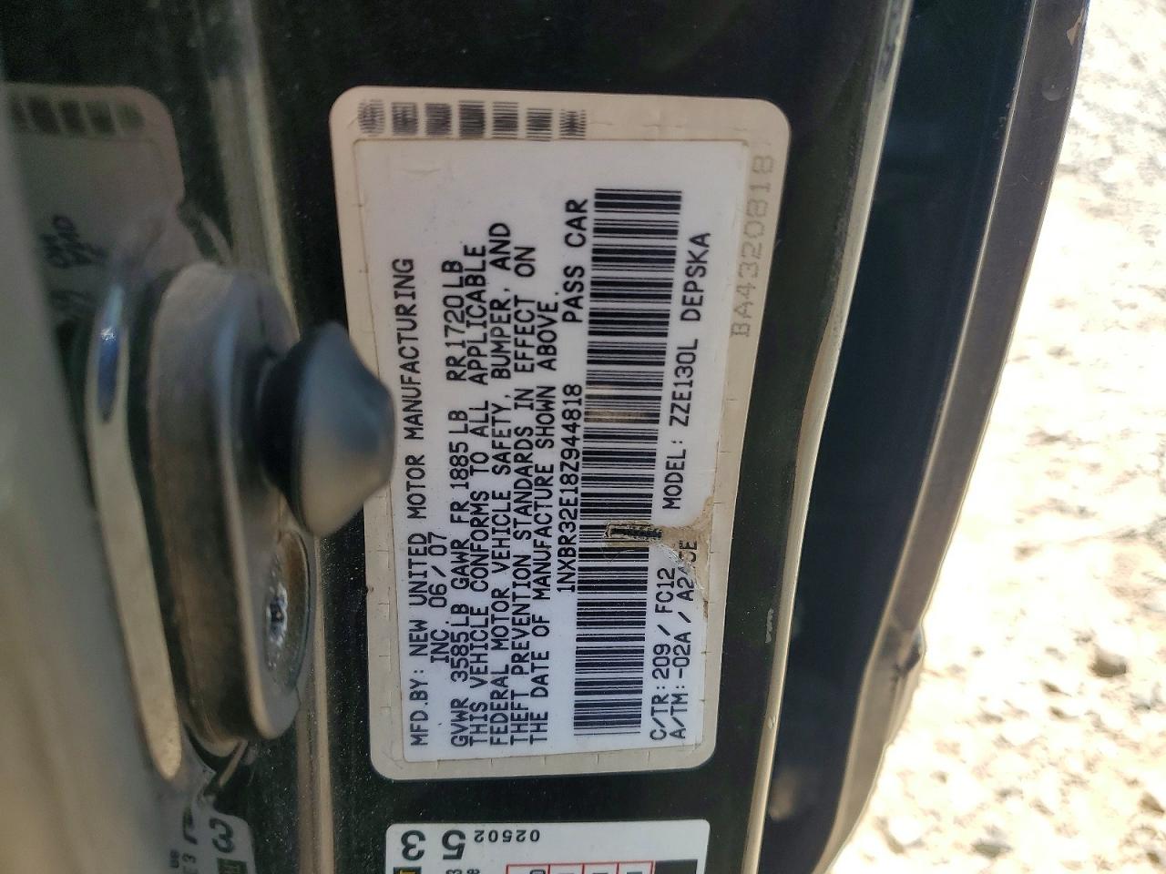2008 Toyota Corolla S Black vin: 1NXBR32E18Z944818