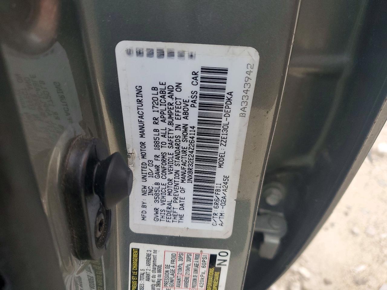 2004 Toyota Corolla Ce Gray vin: 1NXBR32E24Z264114