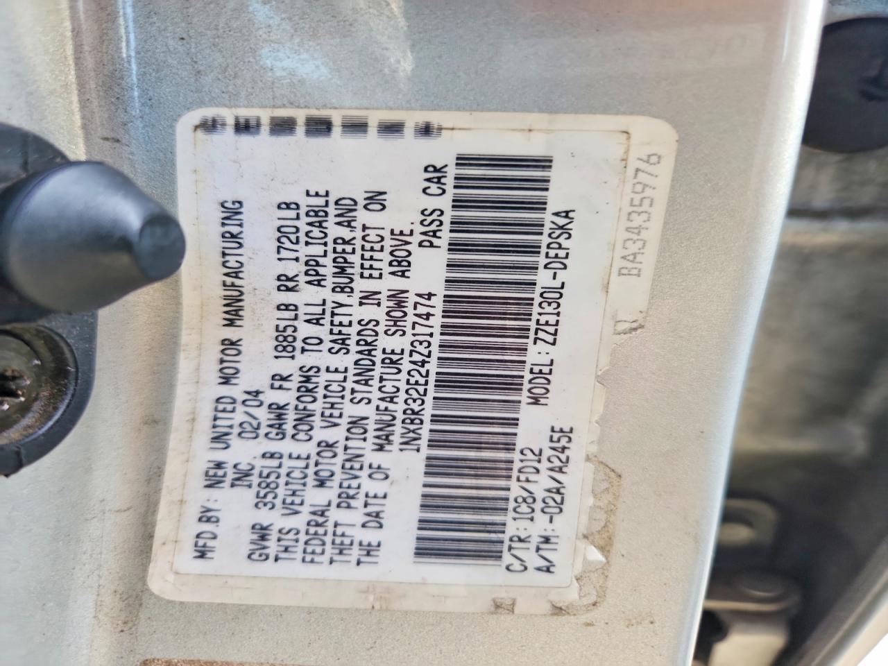 2004 Toyota Corolla S Silver vin: 1NXBR32E24Z317474