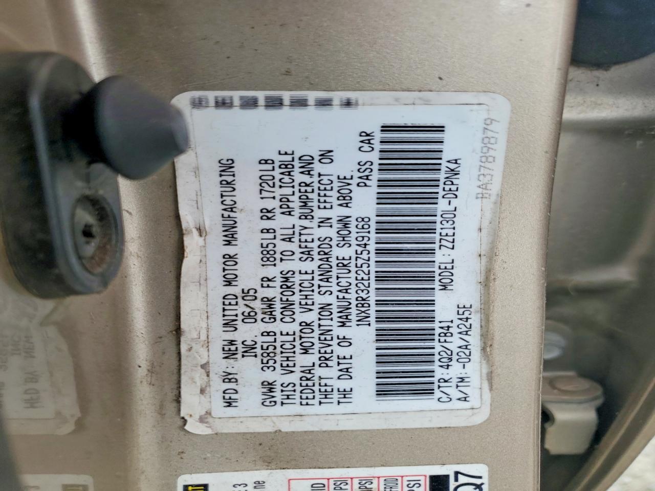 2005 Toyota Corolla Le Бежевый vin: 1NXBR32E25Z549168