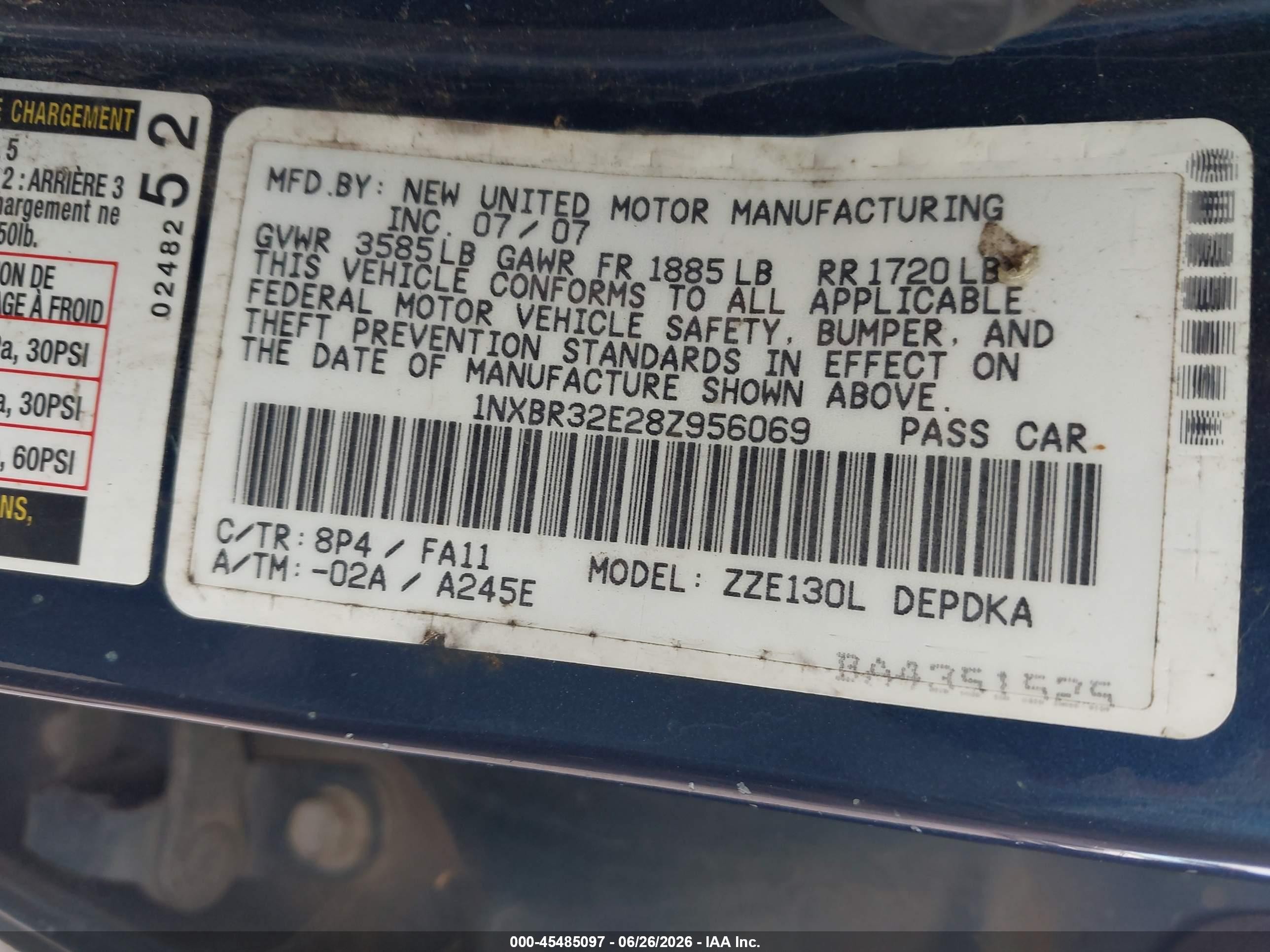2008 Toyota Corolla Ce Синий vin: 1NXBR32E28Z956069