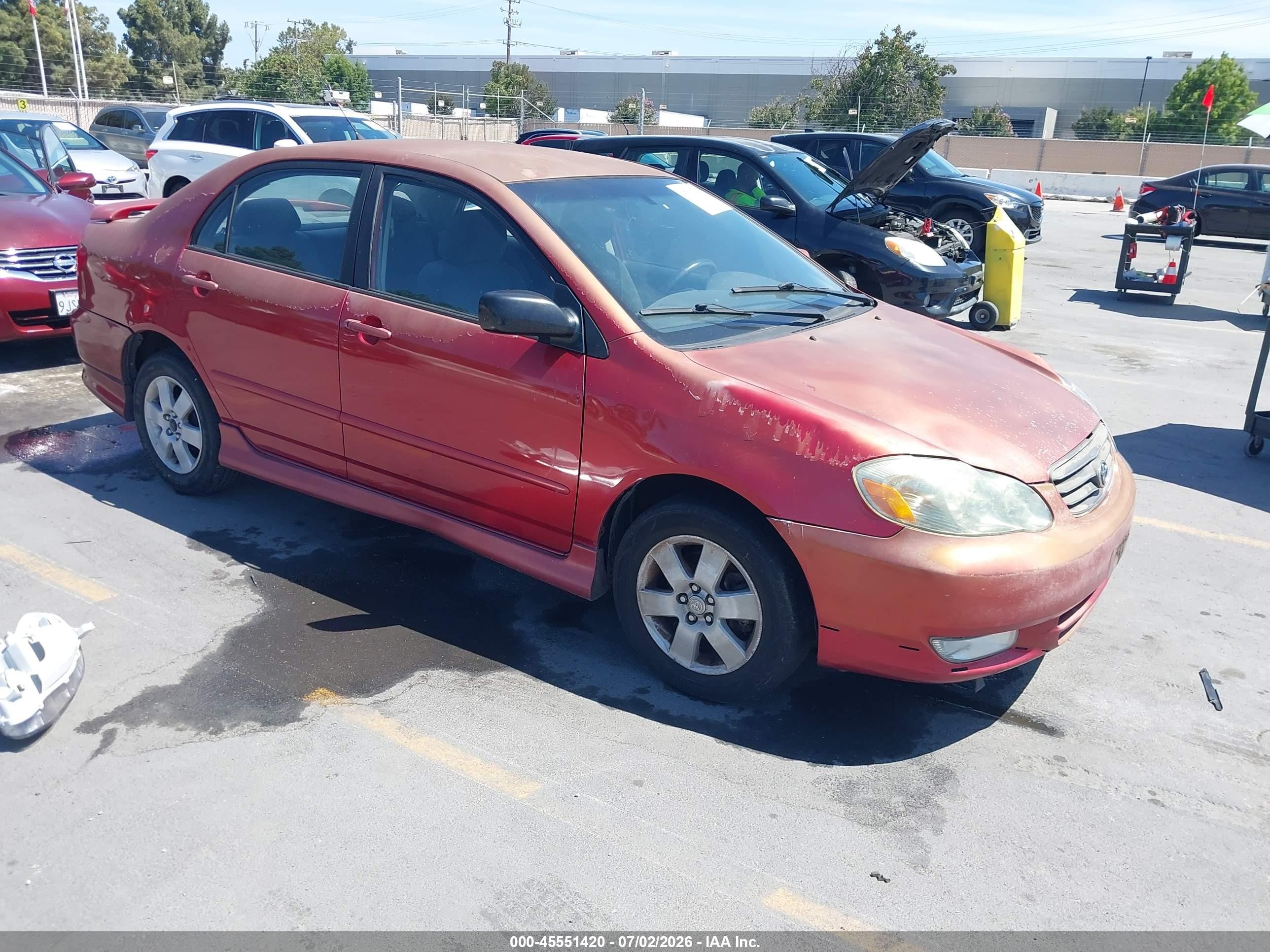 2003 Toyota Corolla S Red vin: 1NXBR32E33Z095963