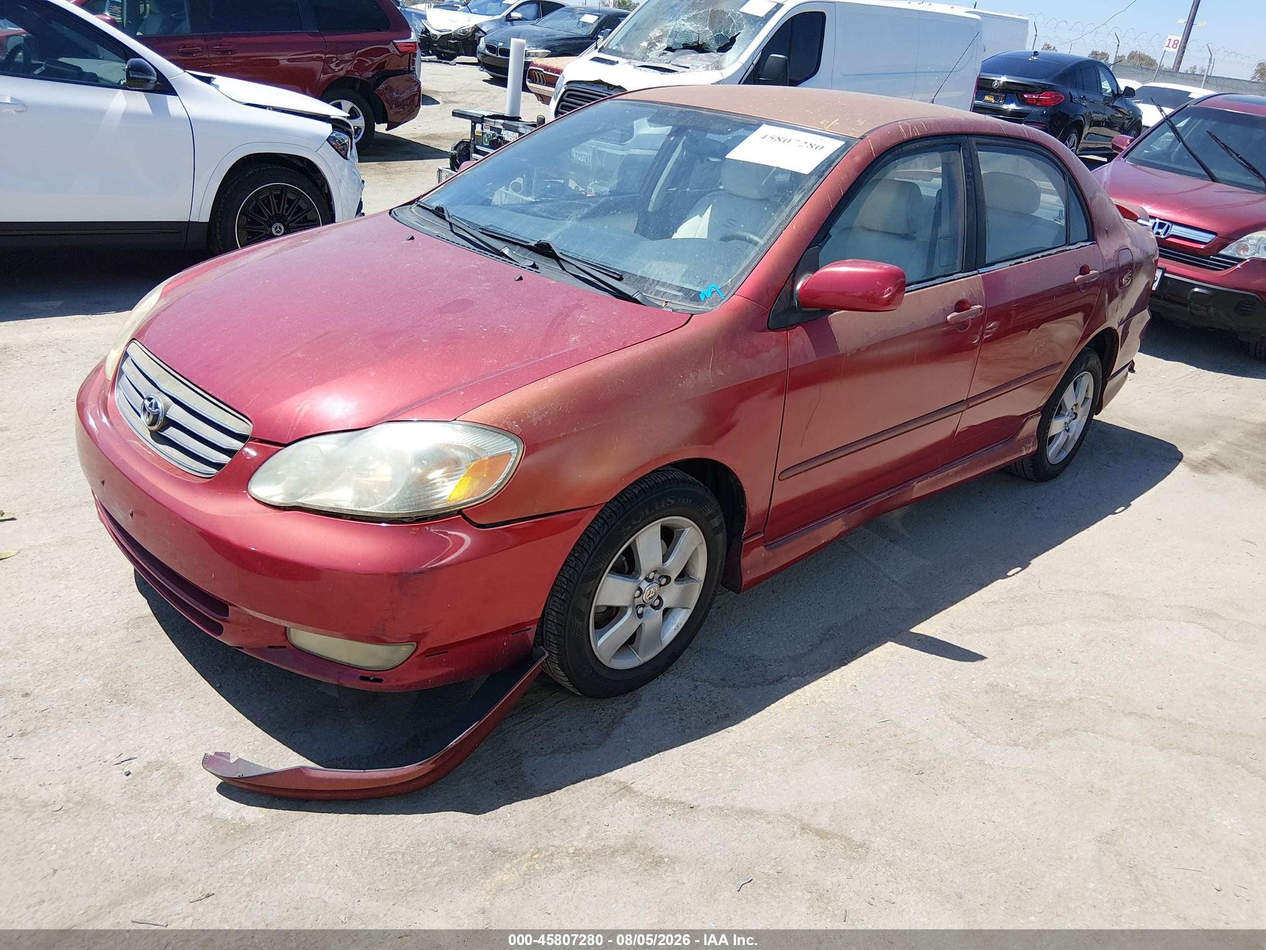 2004 Toyota Corolla S Red vin: 1NXBR32E34Z219926