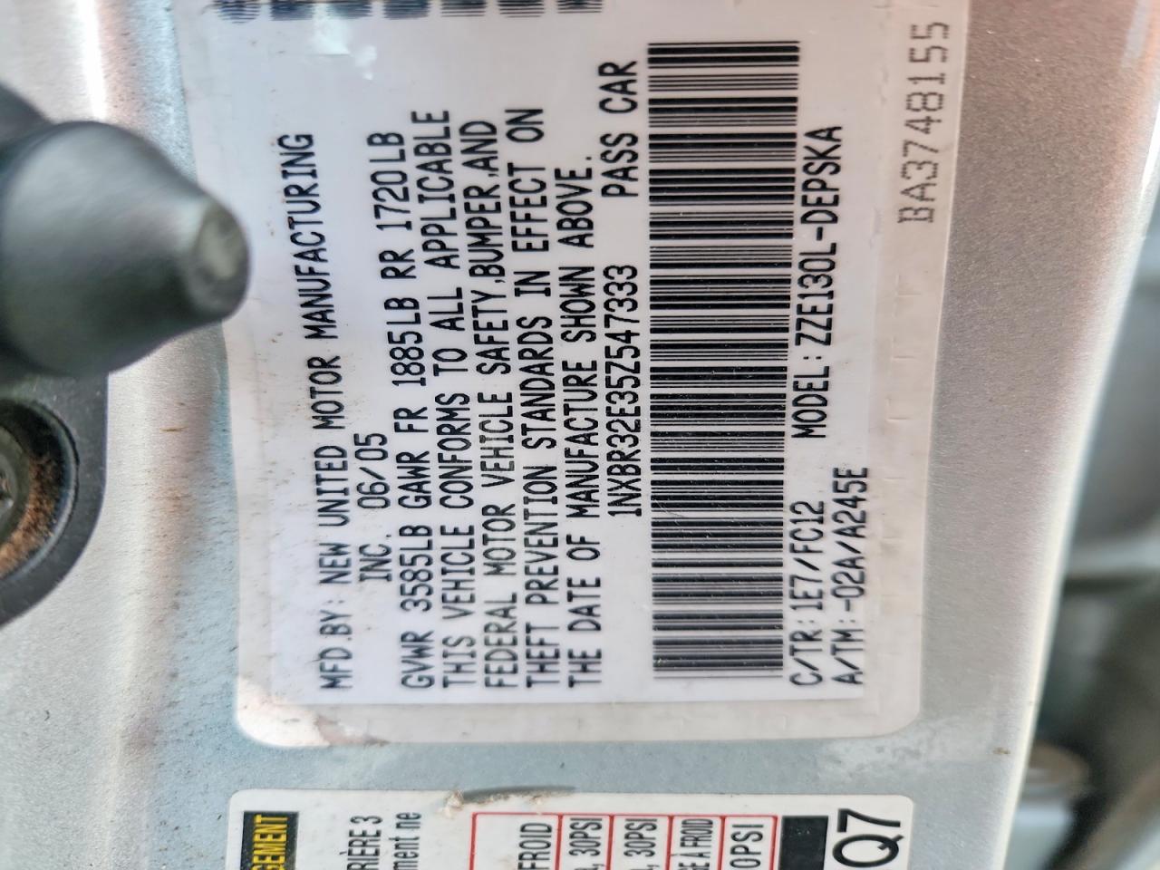 2005 Toyota Corolla S Gray vin: 1NXBR32E35Z547333
