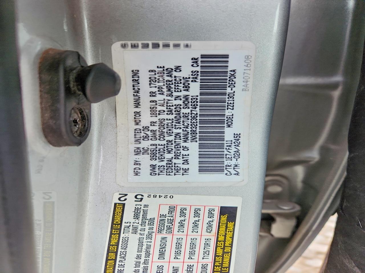 2006 Toyota Corolla Ce Silver vin: 1NXBR32E36Z746531