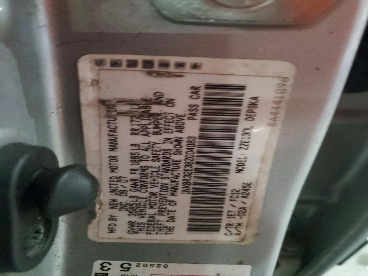 2008 Toyota Corolla S Silver vin: 1NXBR32E38Z004083