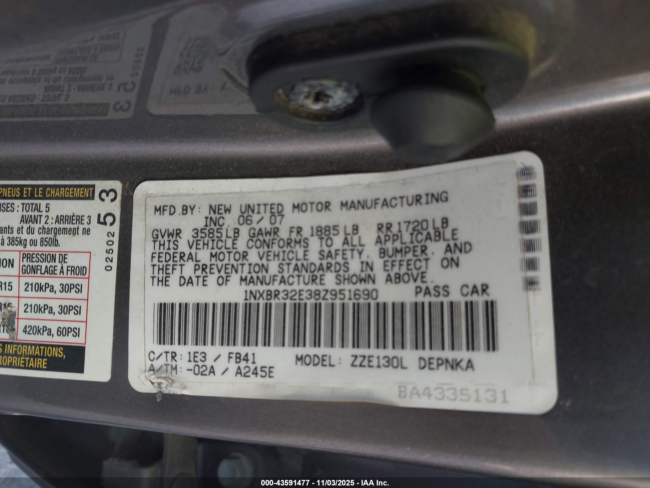 2008 Toyota Corolla Le Серый vin: 1NXBR32E38Z951690