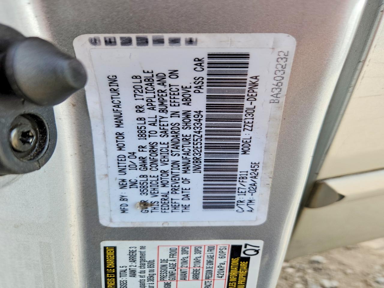 2005 Toyota Corolla Ce White vin: 1NXBR32E55Z433494