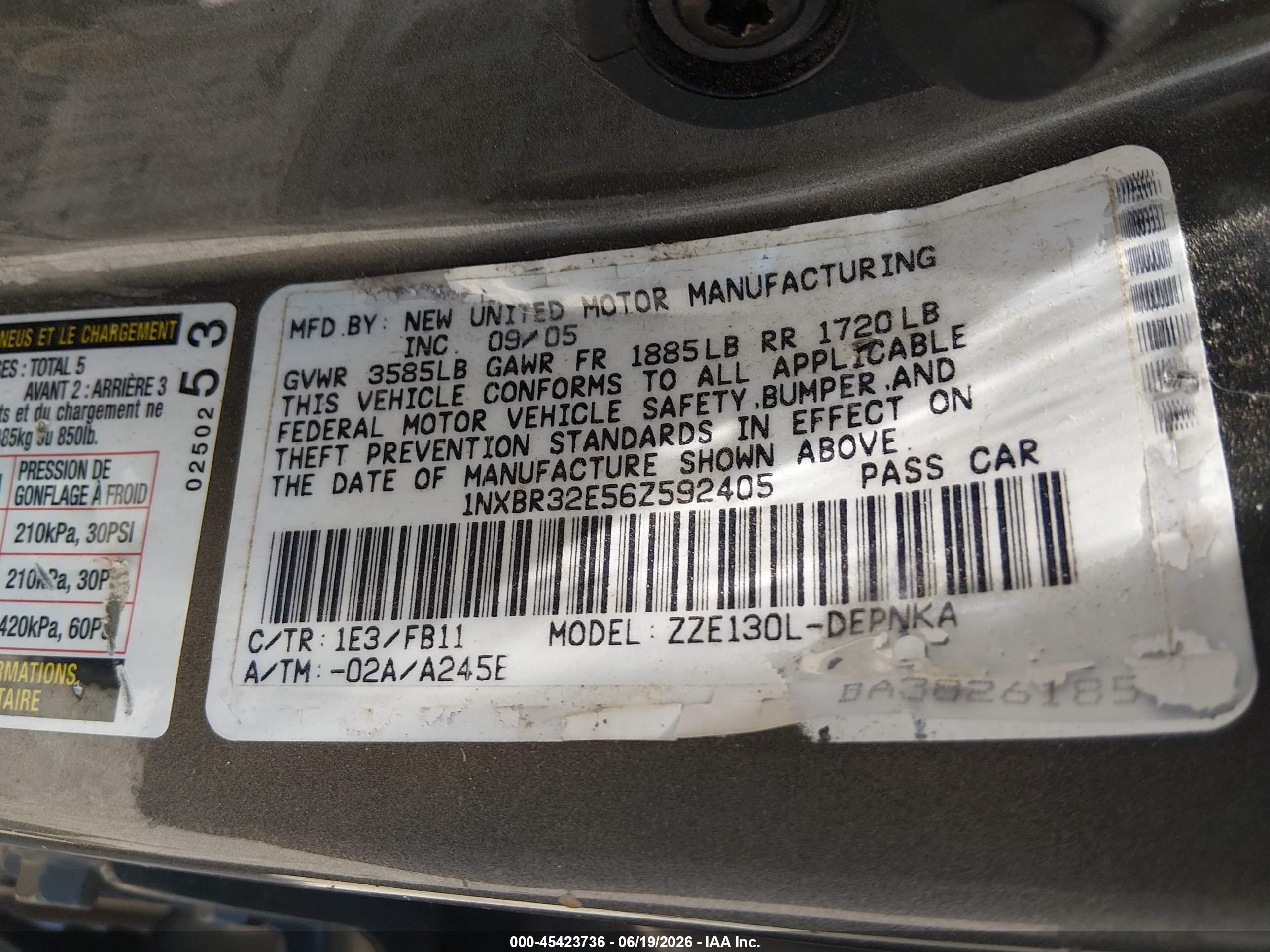 2006 Toyota Corolla Le Серый vin: 1NXBR32E56Z592405