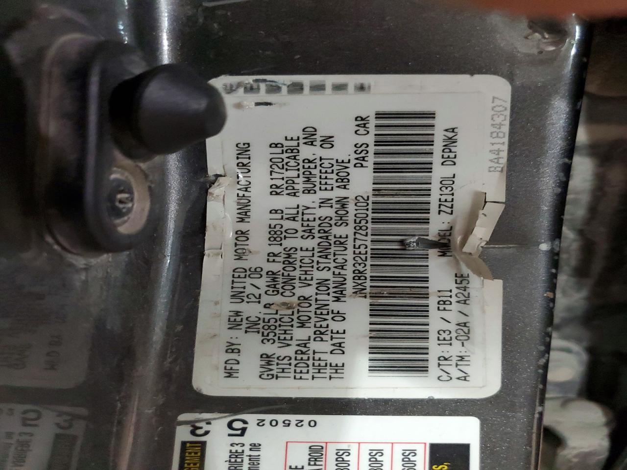 2007 Toyota Corolla Le Gray vin: 1NXBR32E57Z850102