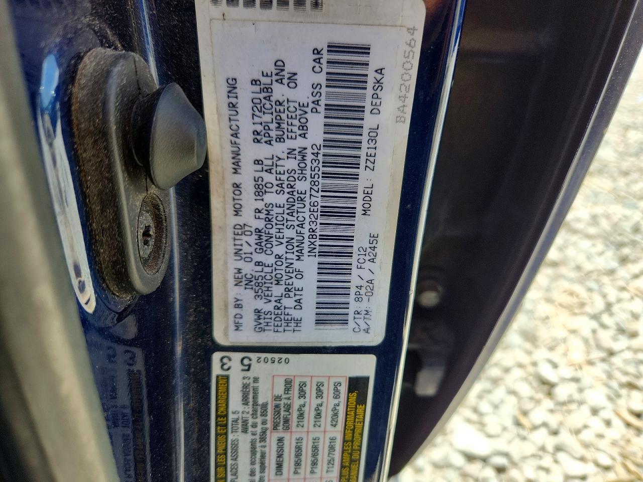 2007 Toyota Corolla S Blue vin: 1NXBR32E67Z855342