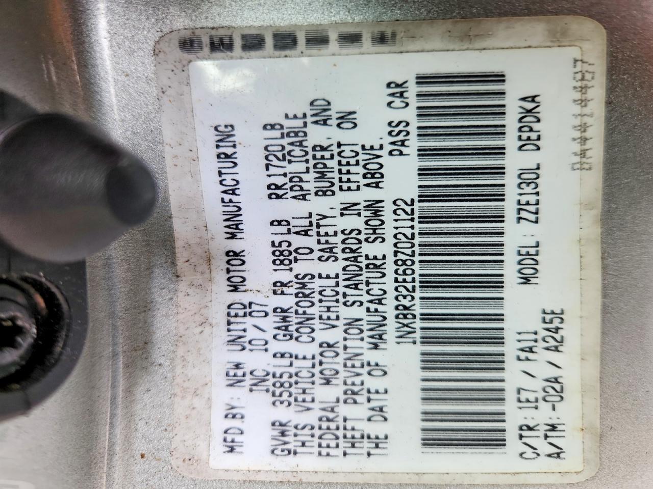 2008 Toyota Corolla Ce Silver vin: 1NXBR32E68Z021122