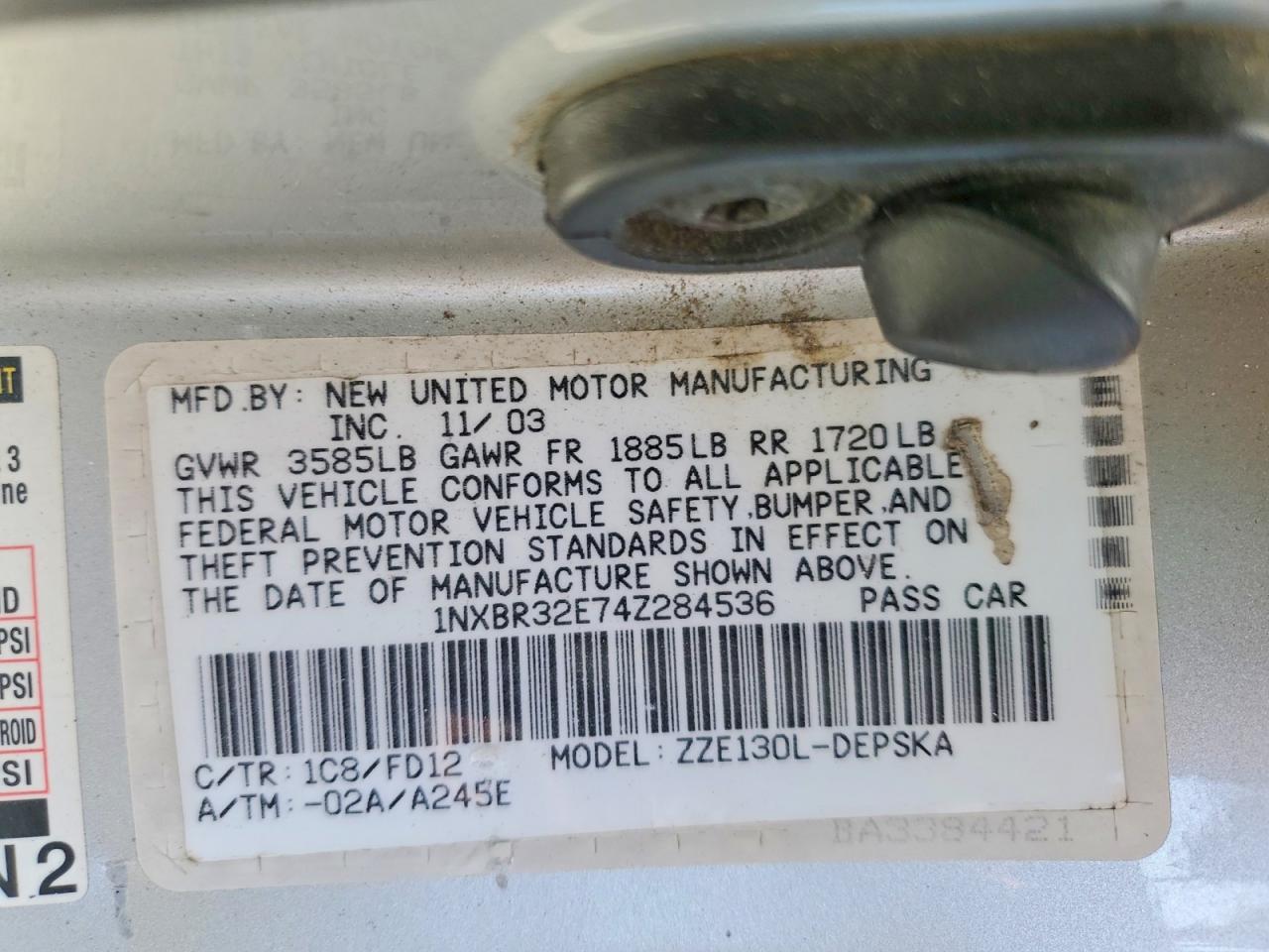 2004 Toyota Corolla S Gray vin: 1NXBR32E74Z284536