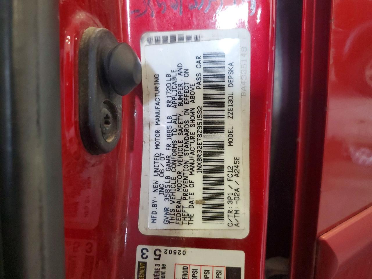 2008 Toyota Corolla S Красный vin: 1NXBR32E78Z951532