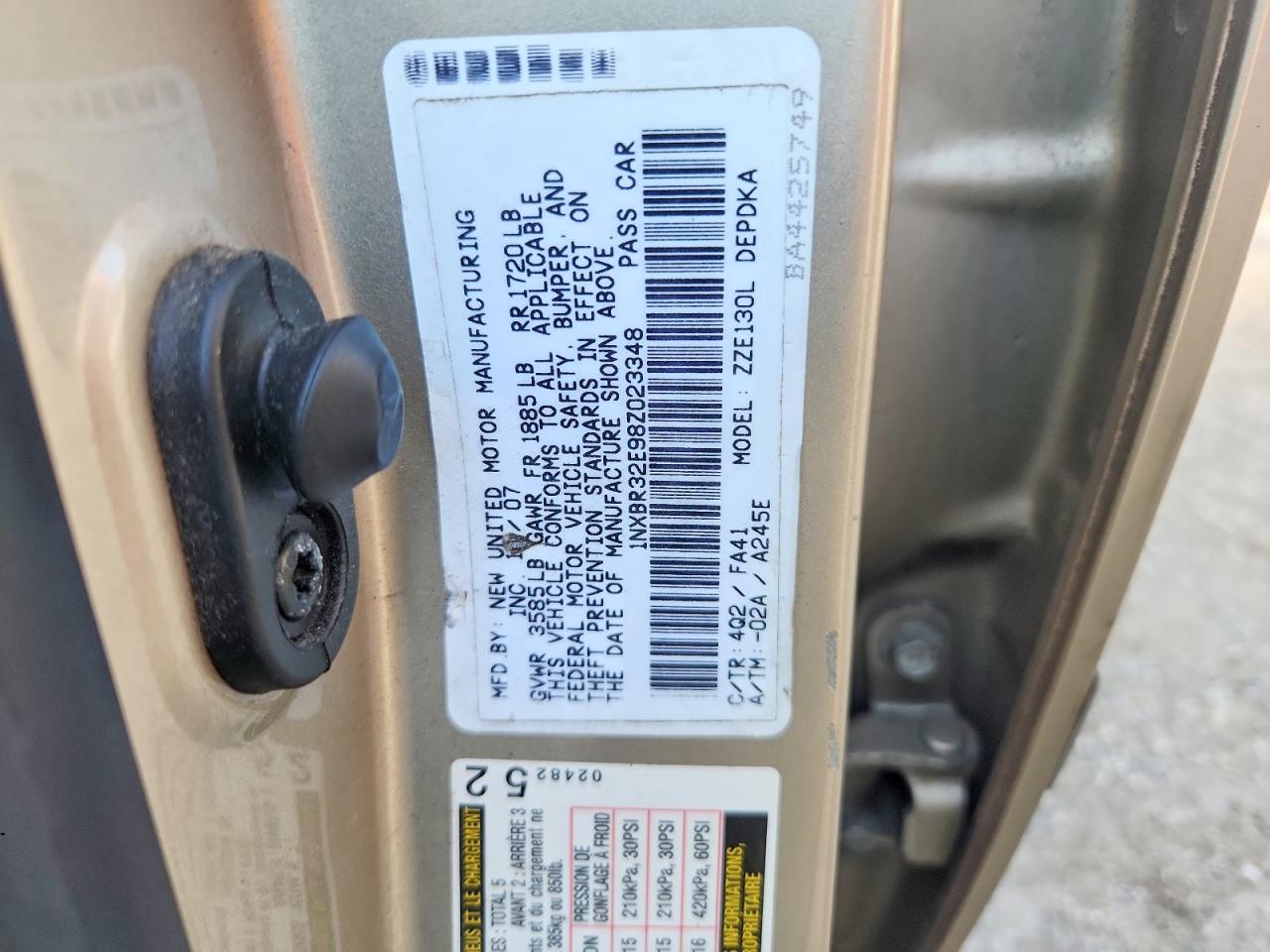 2008 Toyota Corolla Ce Бежевый vin: 1NXBR32E98Z023348