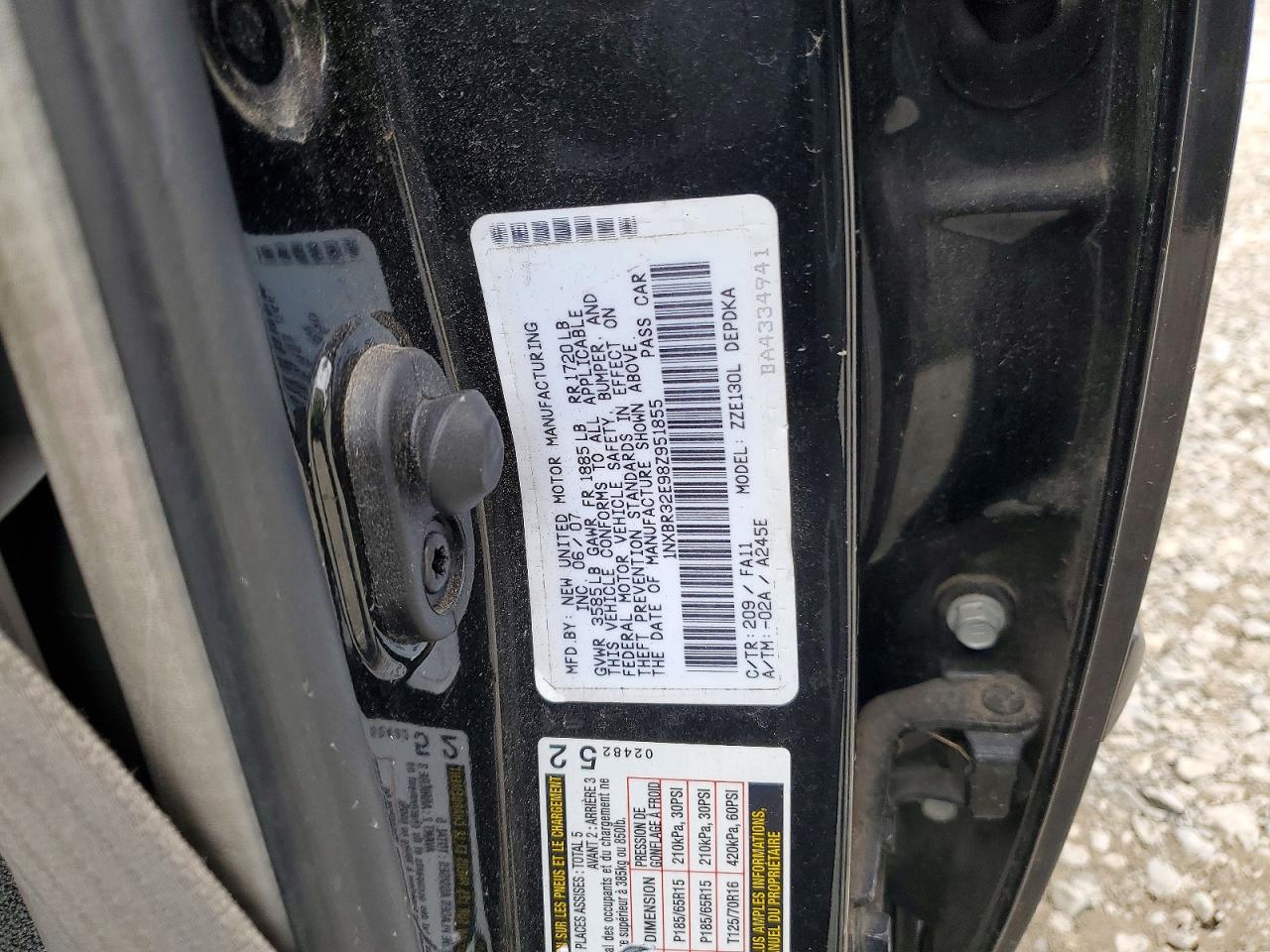 2008 Toyota Corolla Ce Black vin: 1NXBR32E98Z951855