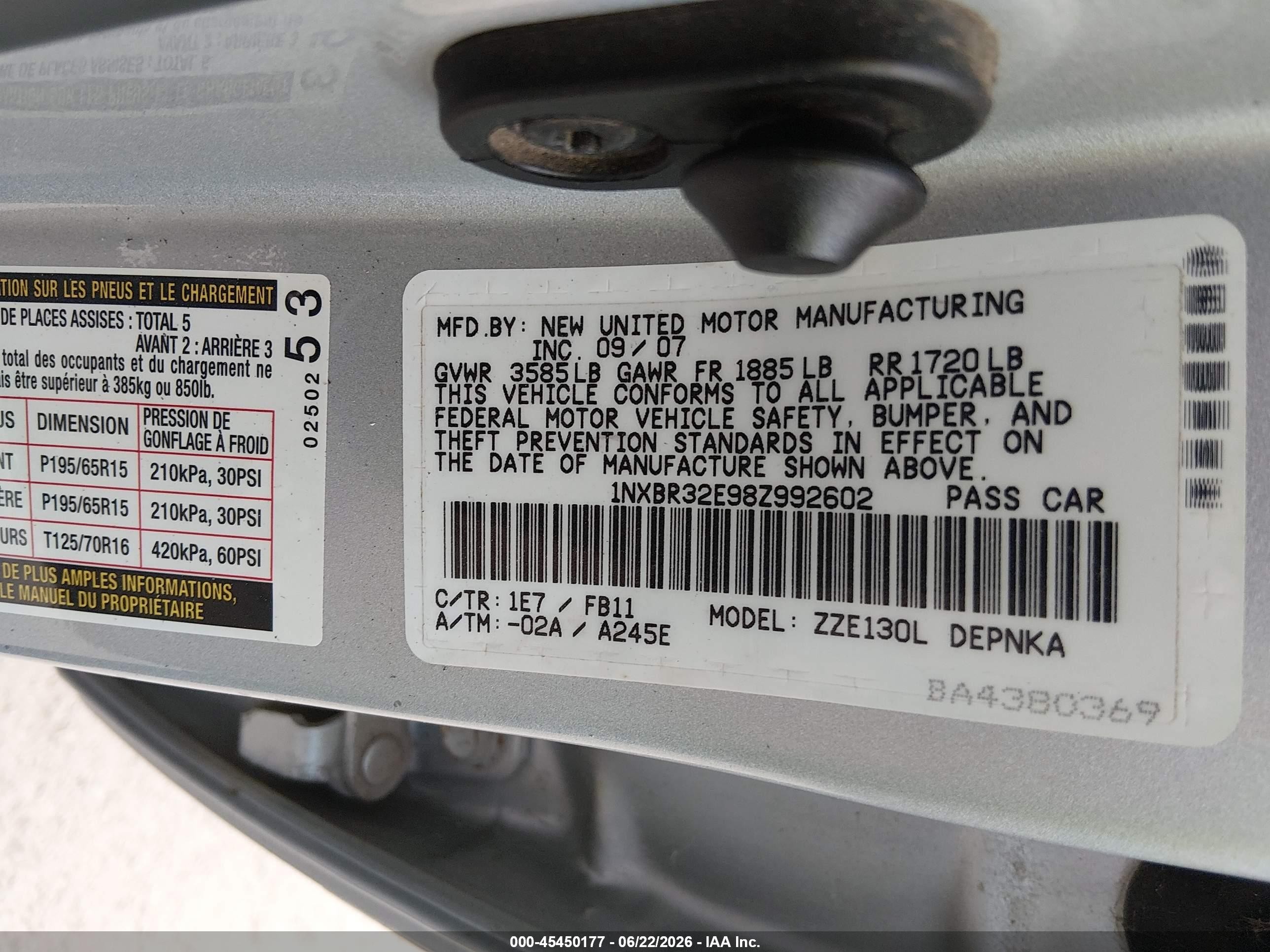 2008 Toyota Corolla Le Silver vin: 1NXBR32E98Z992602