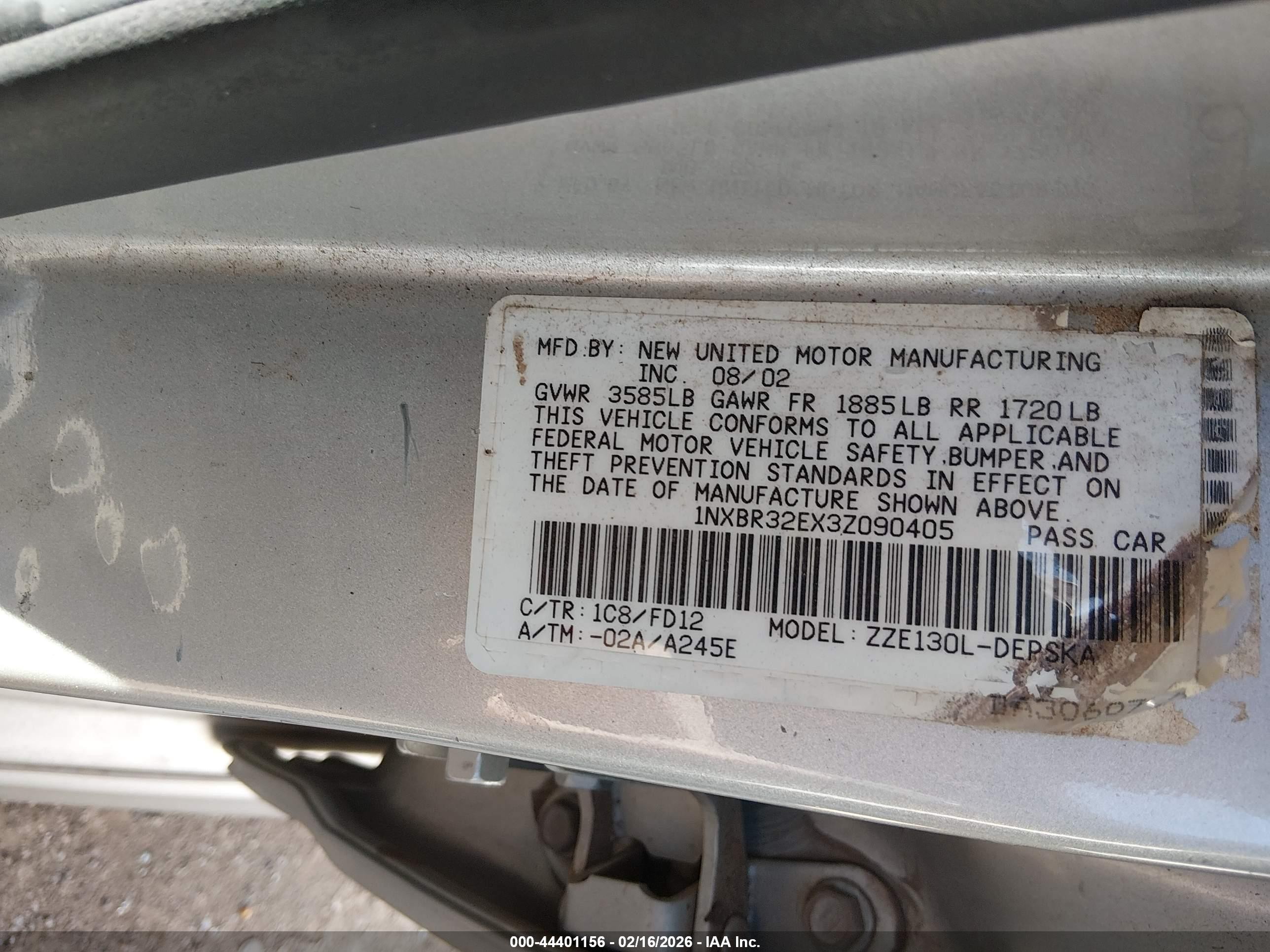 2003 Toyota Corolla S Silver vin: 1NXBR32EX3Z090405
