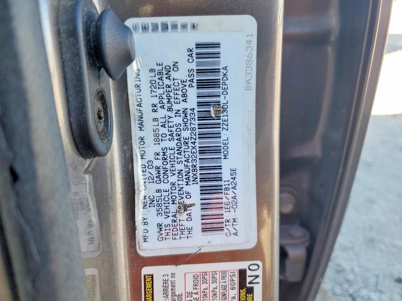 2004 Toyota Corolla Ce Gray vin: 1NXBR32EX4Z287334