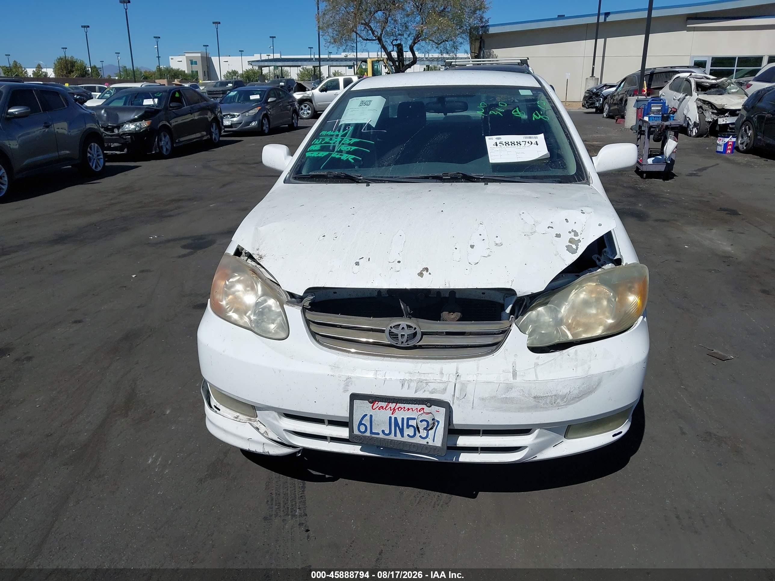 2004 Toyota Corolla S White vin: 1NXBR32EX4Z337293