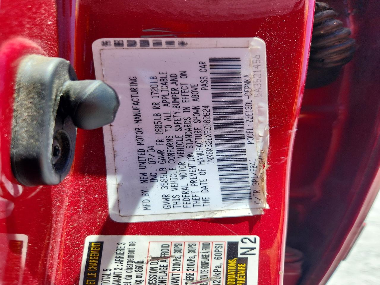 2005 Toyota Corolla Le Red vin: 1NXBR32EX5Z382624