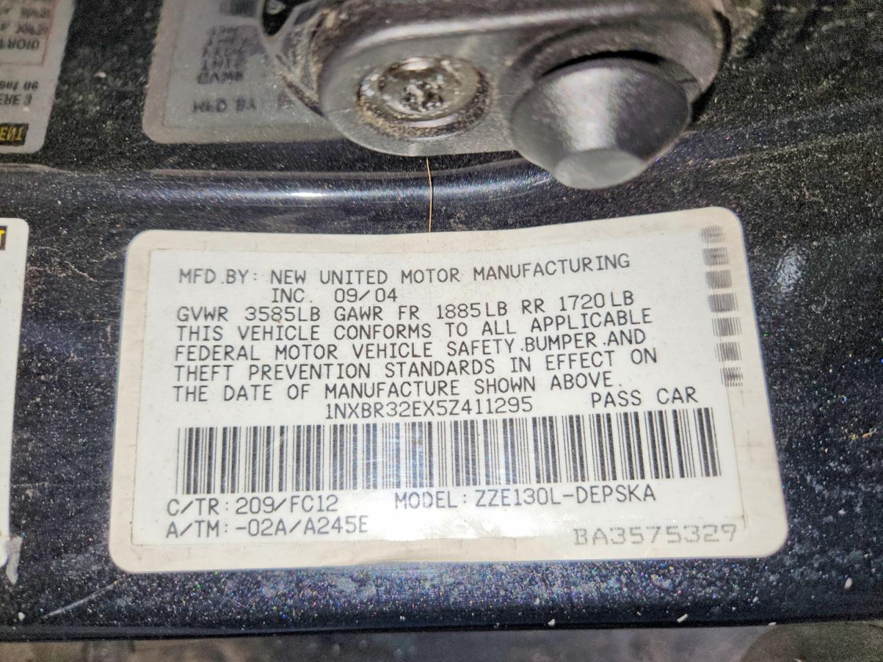 2005 Toyota Corolla S Черный vin: 1NXBR32EX5Z411295