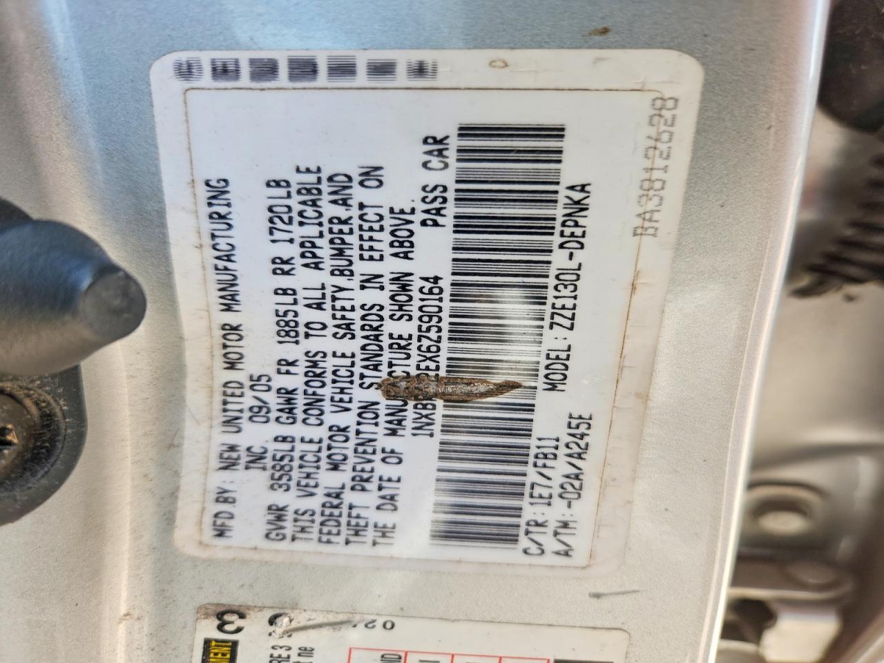 2006 Toyota Corolla Le Silver vin: 1NXBR32EX6Z590164