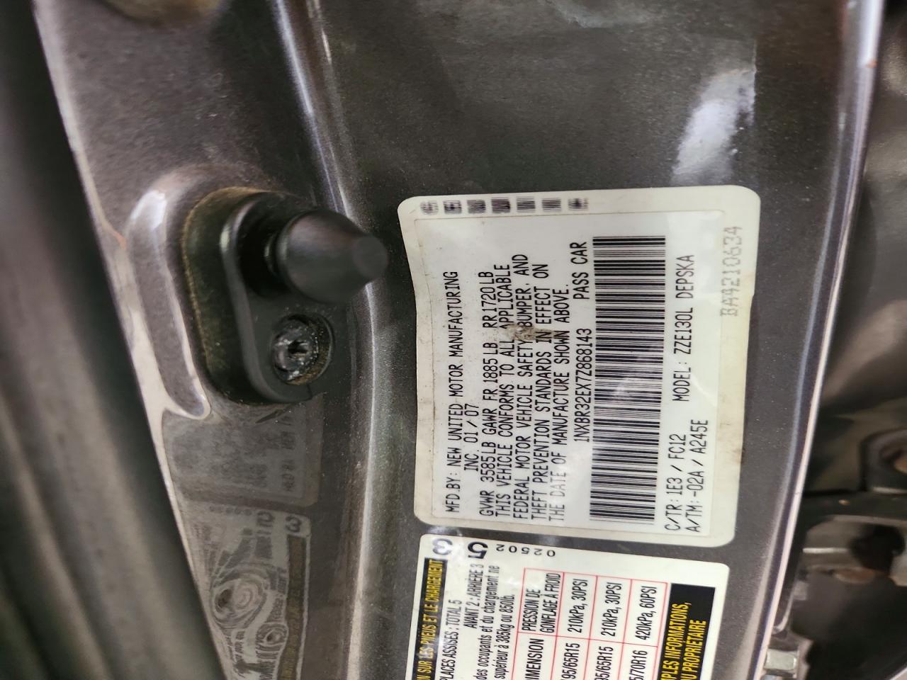 2007 Toyota Corolla S Gray vin: 1NXBR32EX7Z868143