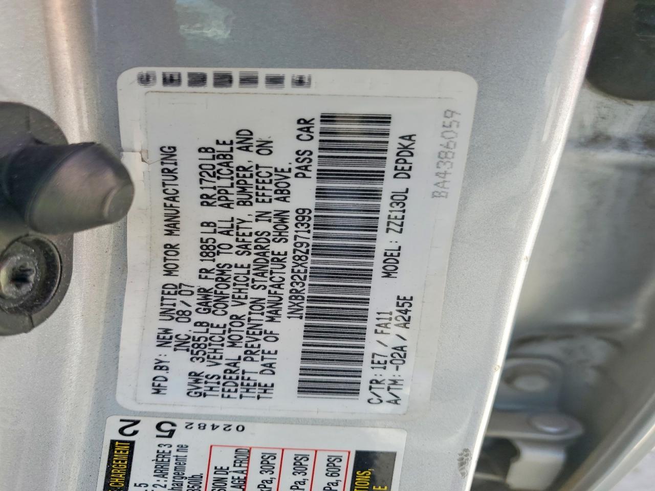 2008 Toyota Corolla Ce Silver vin: 1NXBR32EX8Z971399
