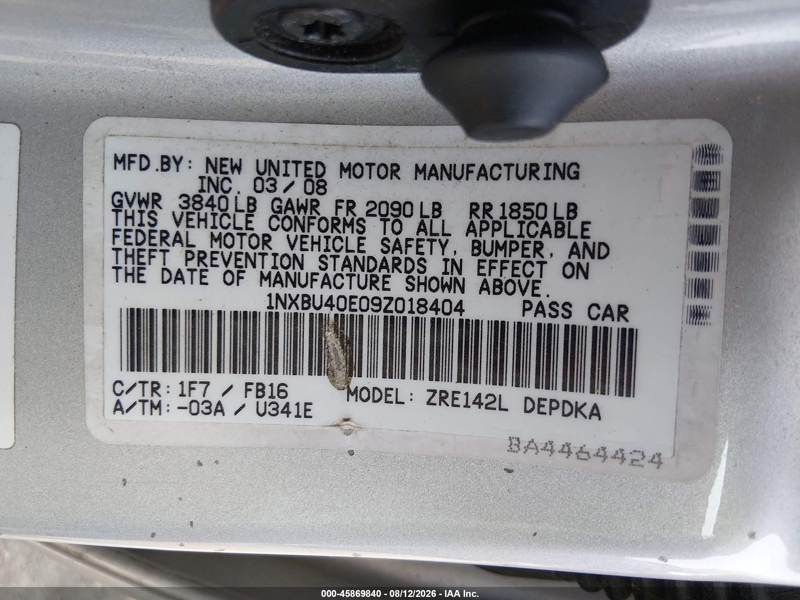 2009 Toyota Corolla Le Gray vin: 1NXBU40E09Z018404