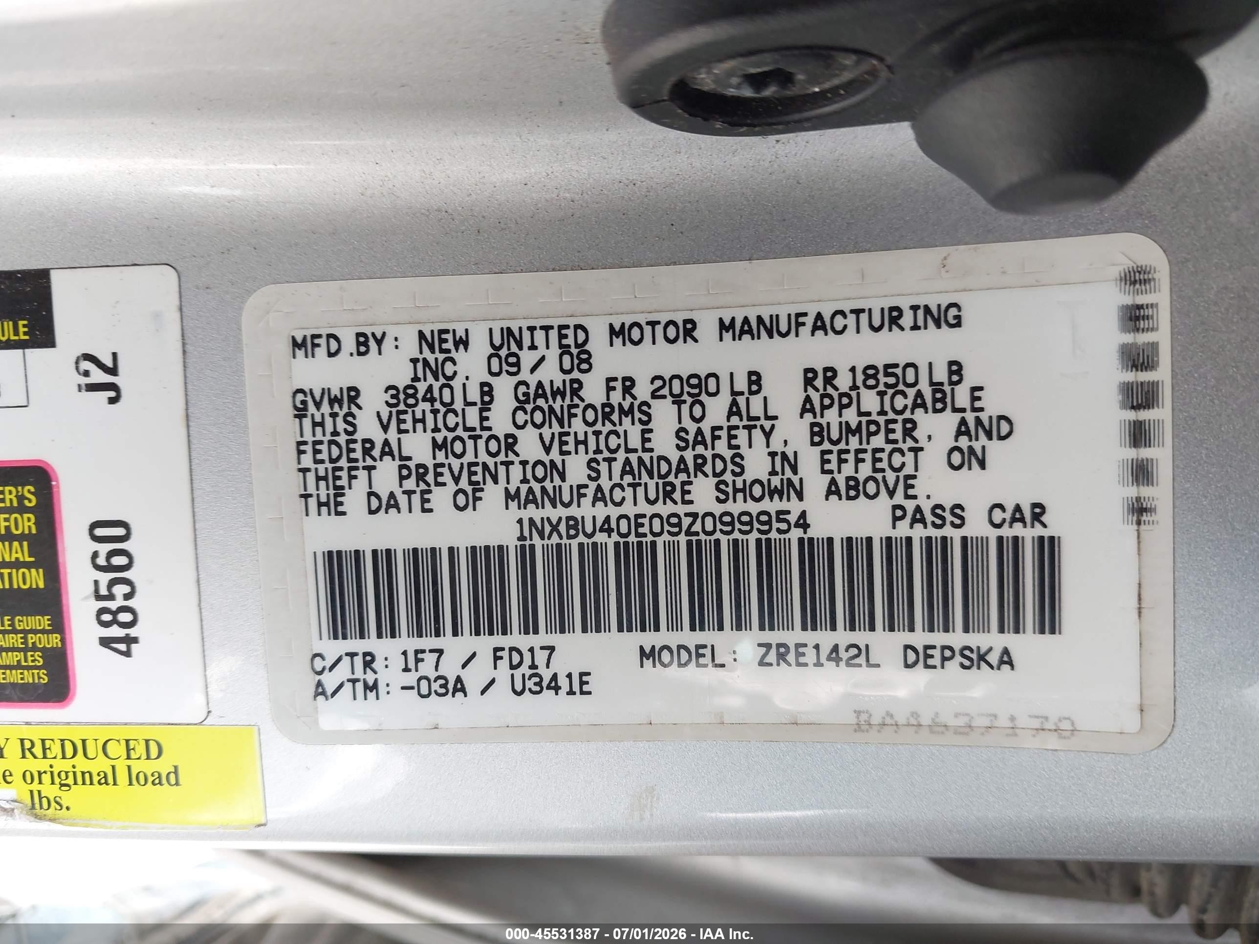 2009 Toyota Corolla S Серебряный vin: 1NXBU40E09Z099954