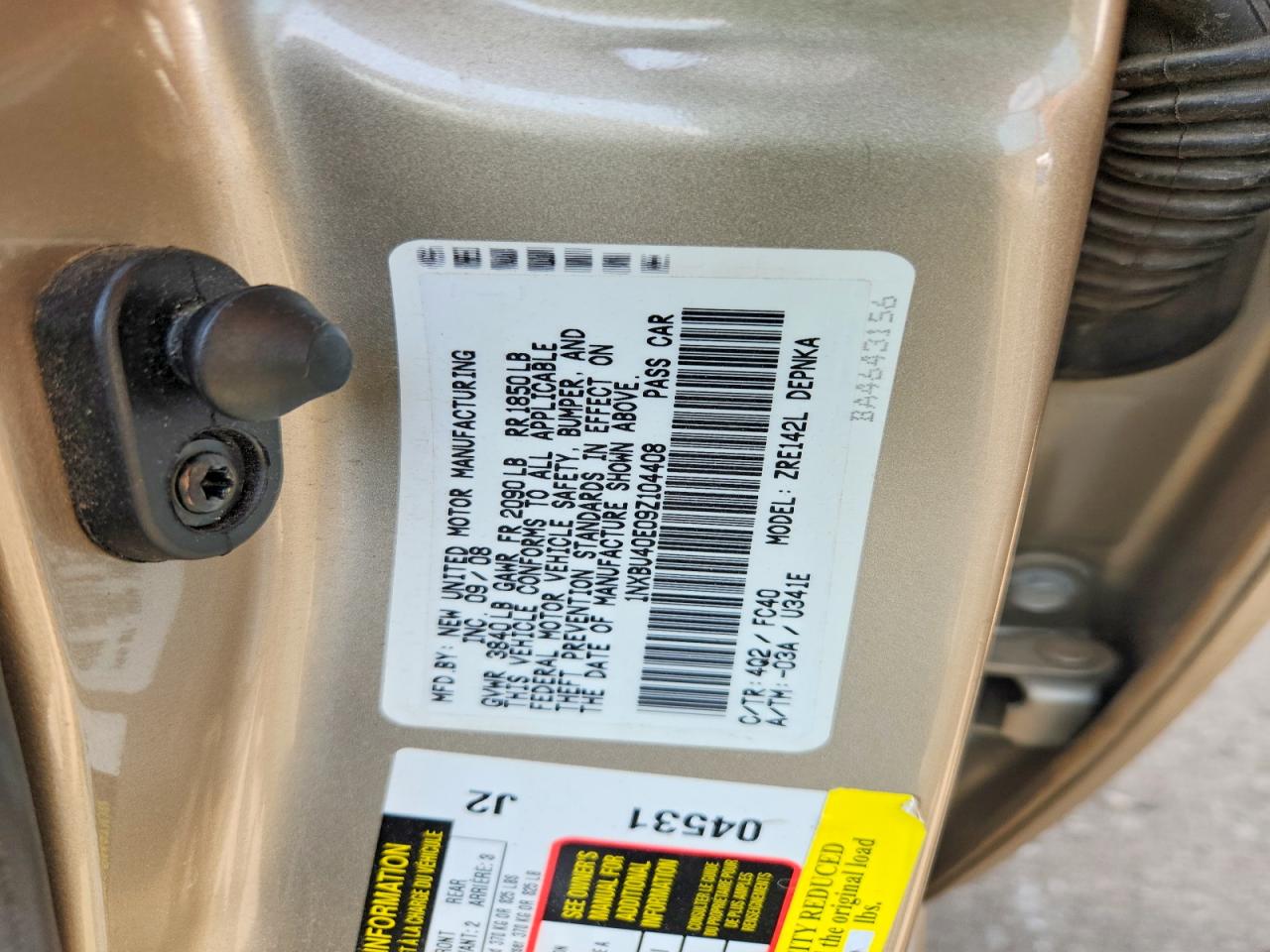 2009 Toyota Corolla Xle Beige vin: 1NXBU40E09Z104408