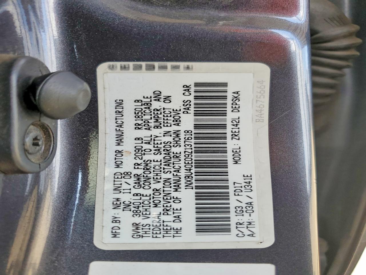 2009 Toyota Corolla S Gray vin: 1NXBU40E09Z137618