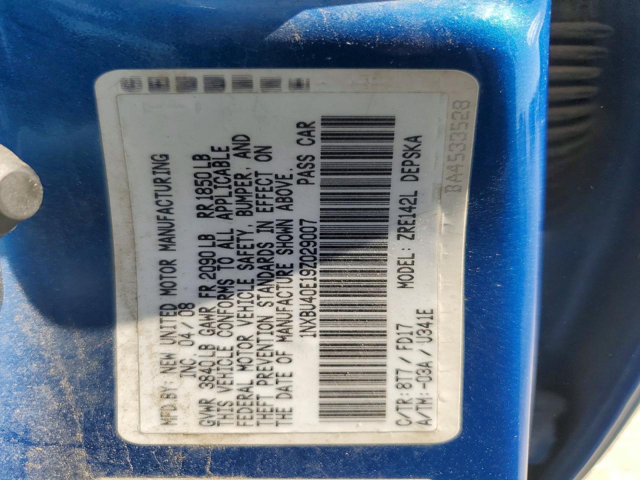 2009 Toyota Corolla S Blue vin: 1NXBU40E19Z029007