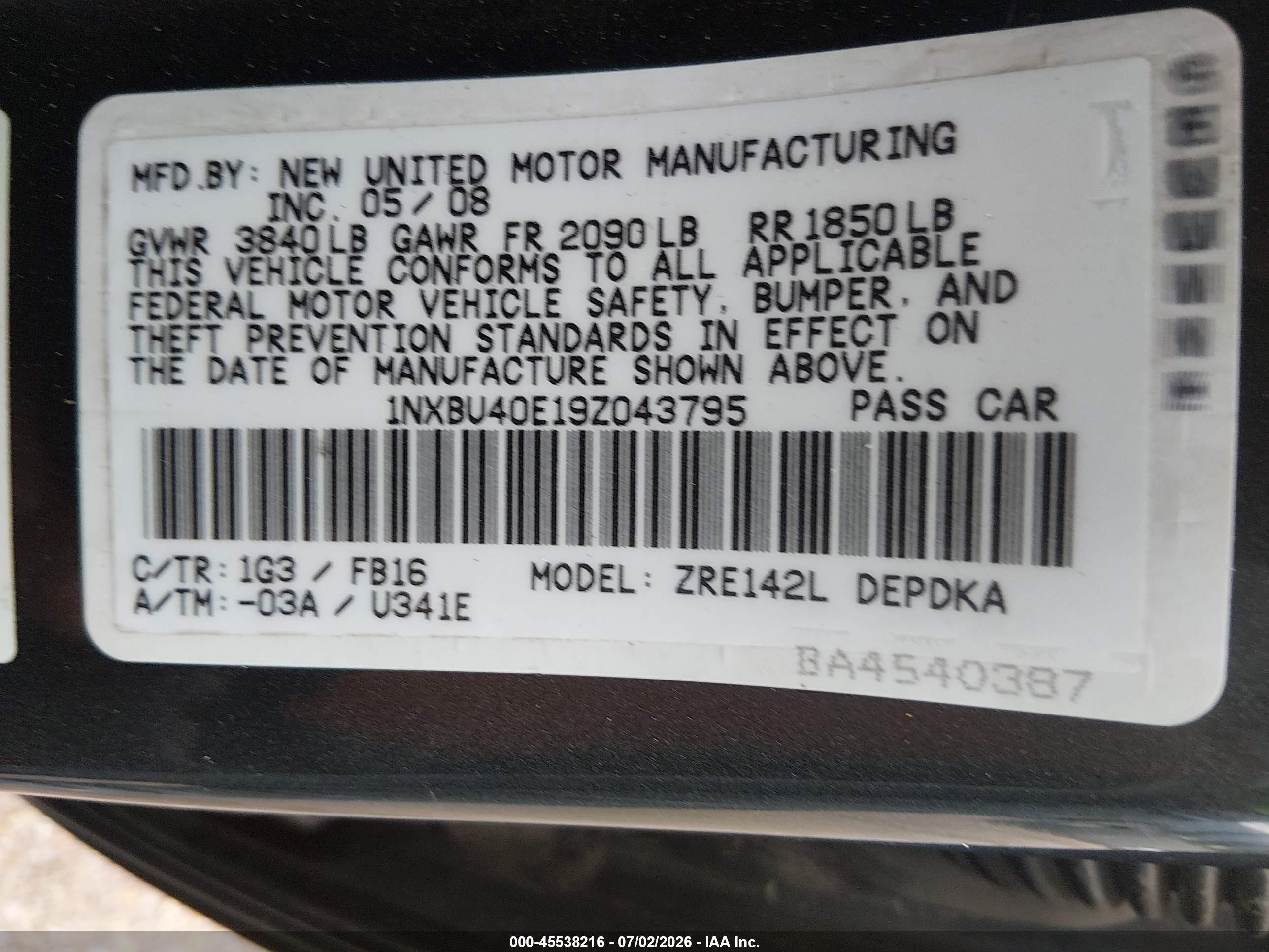 2009 Toyota Corolla S/le/xle Gray vin: 1NXBU40E19Z043795