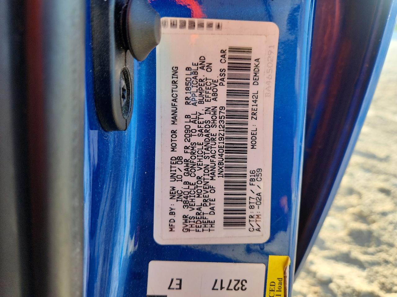 2009 Toyota Corolla Base Blue vin: 1NXBU40E19Z123579