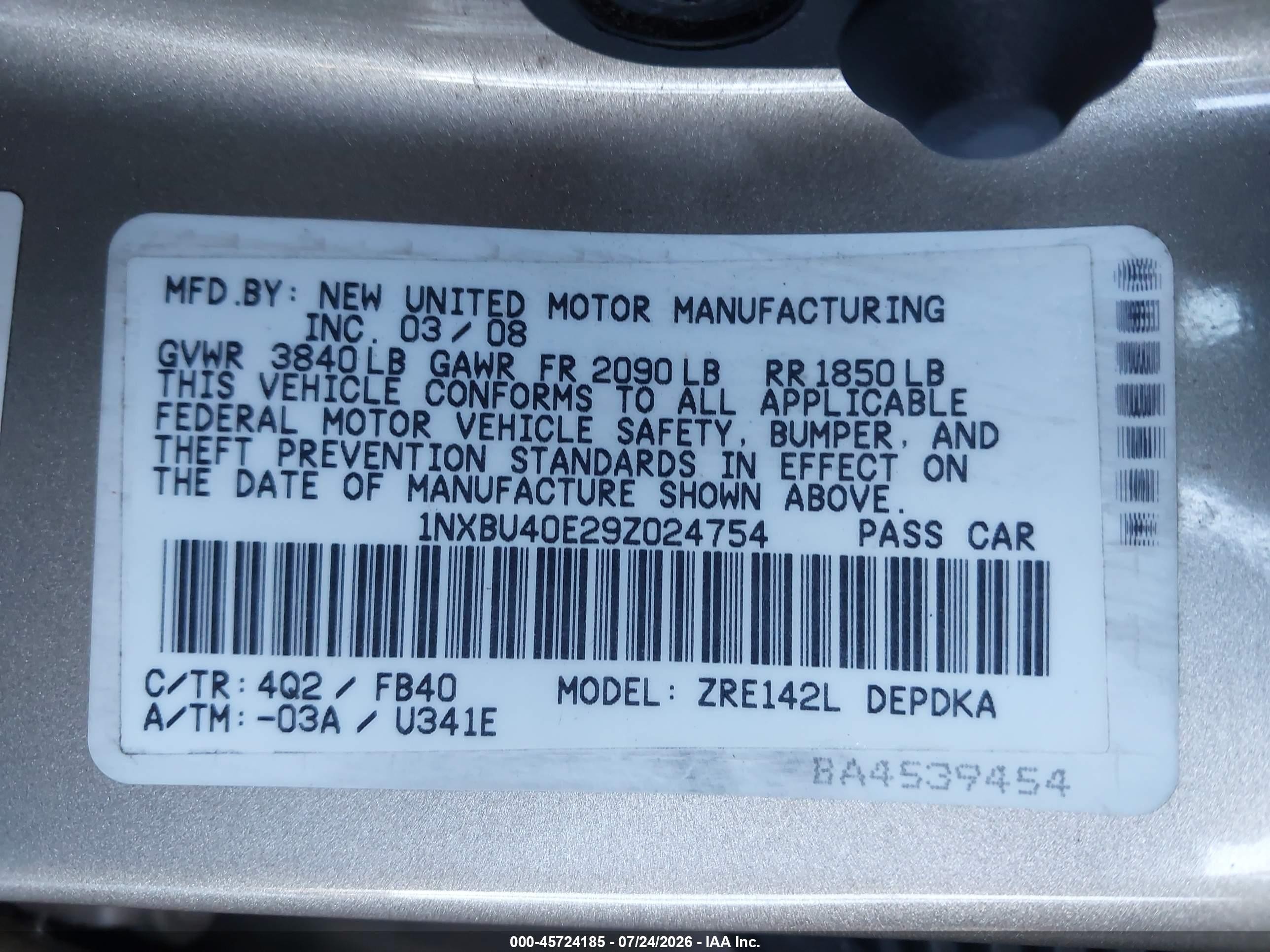 2009 Toyota Corolla Le Золотой vin: 1NXBU40E29Z024754