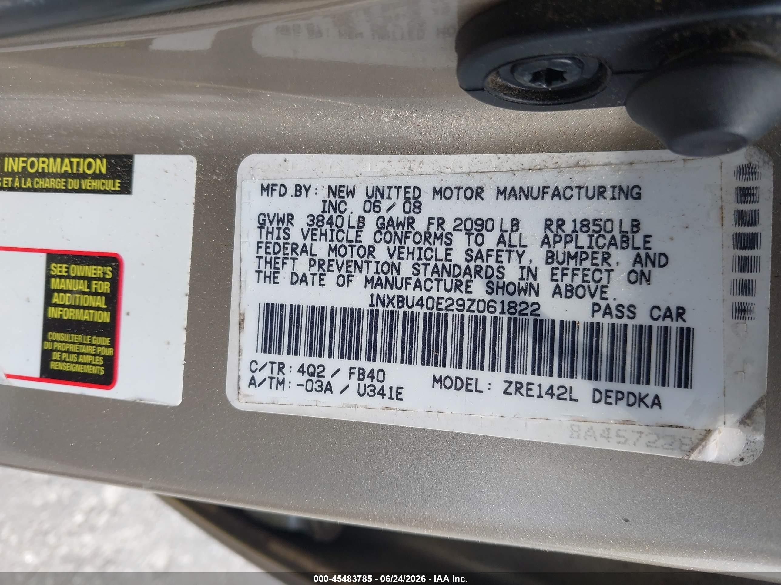 2009 Toyota Corolla   Gold vin: 1NXBU40E29Z061822