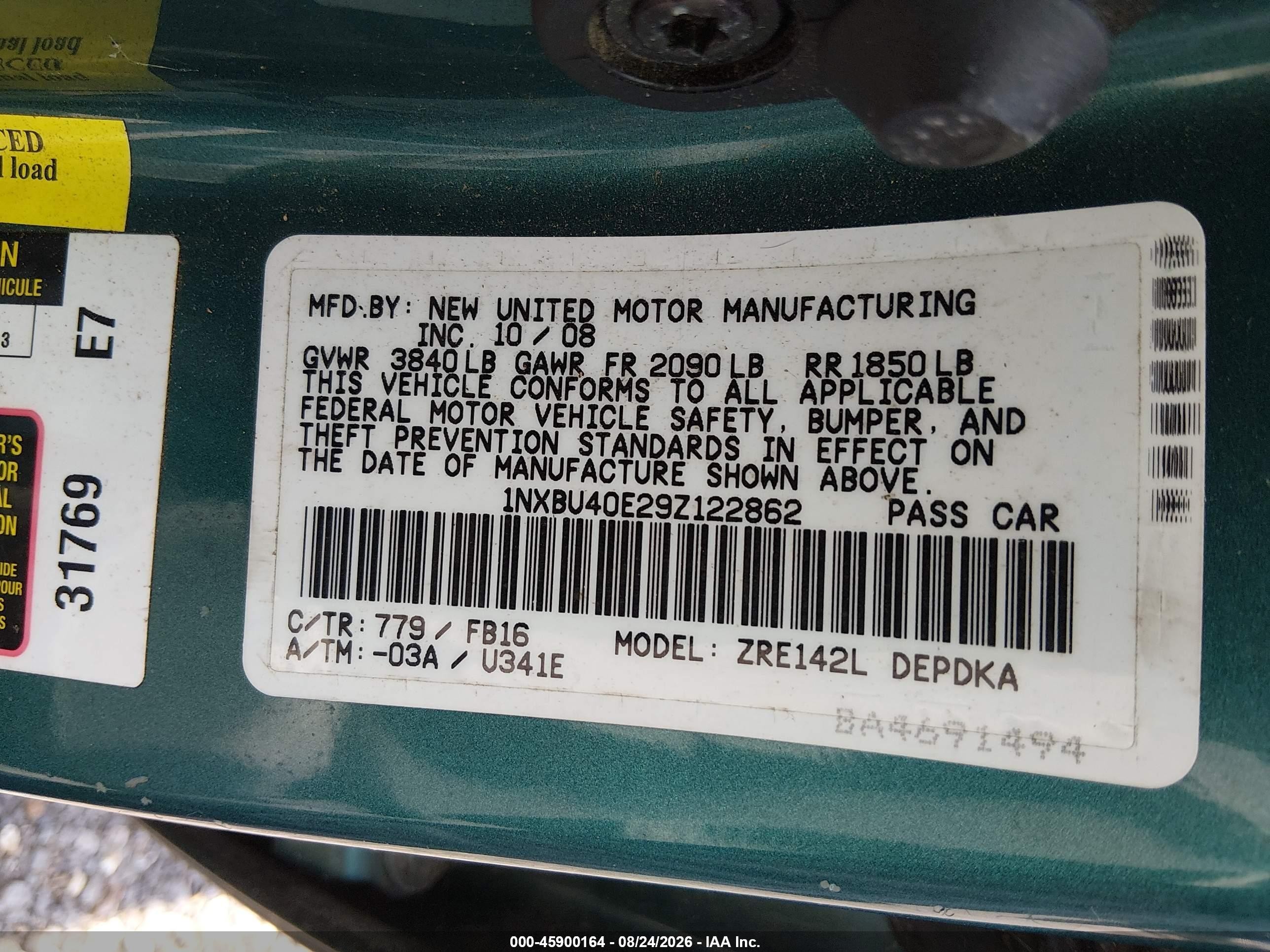 2009 Toyota Corolla Le Green vin: 1NXBU40E29Z122862