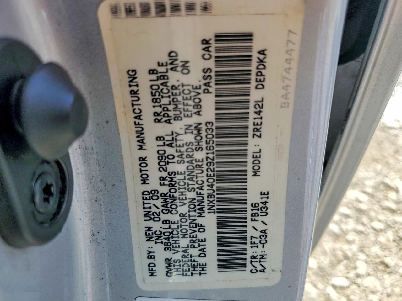 2009 Toyota Corolla Le Gray vin: 1NXBU40E29Z165033