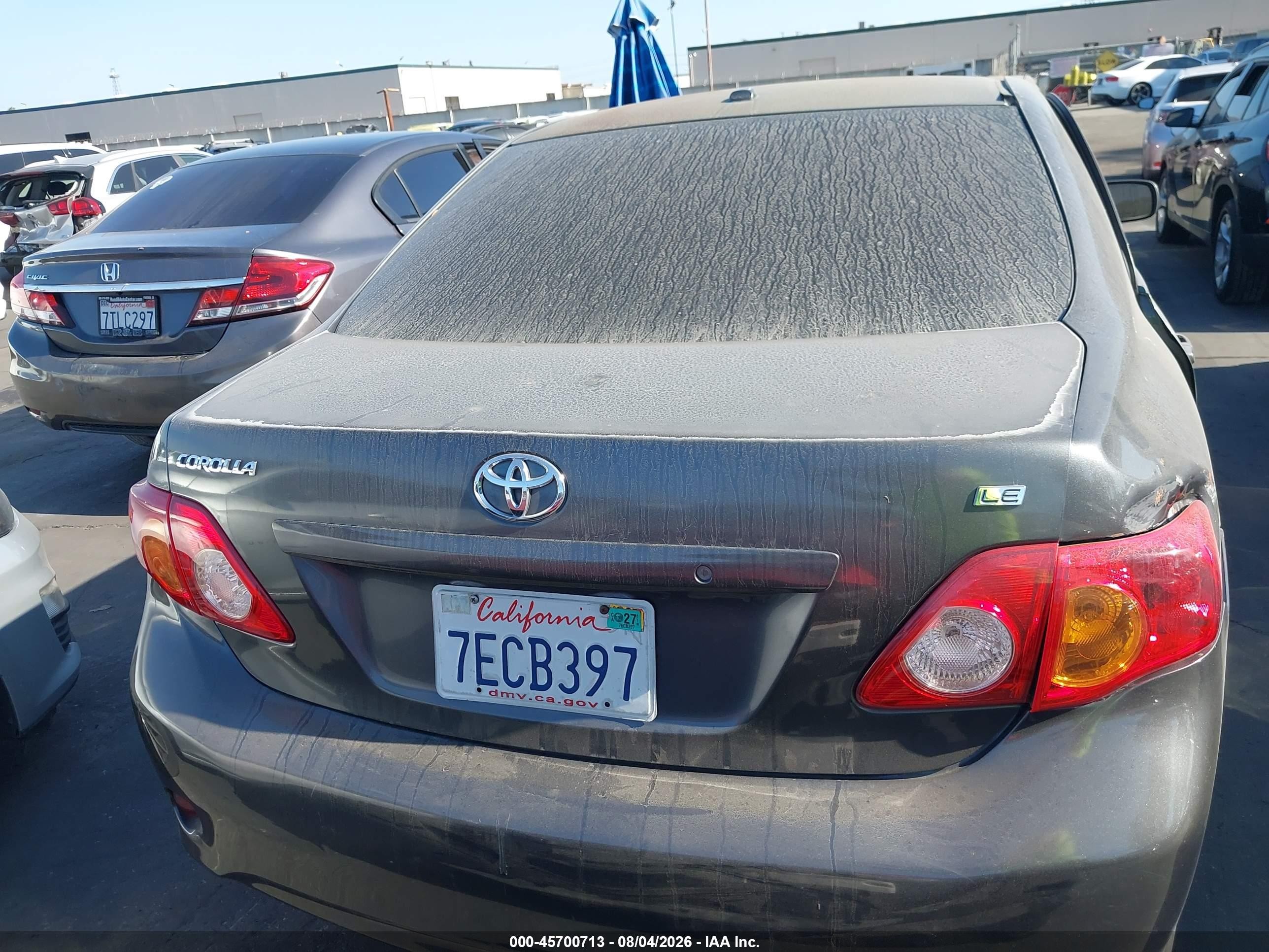 2009 Toyota Corolla Le Gray vin: 1NXBU40E39Z036671
