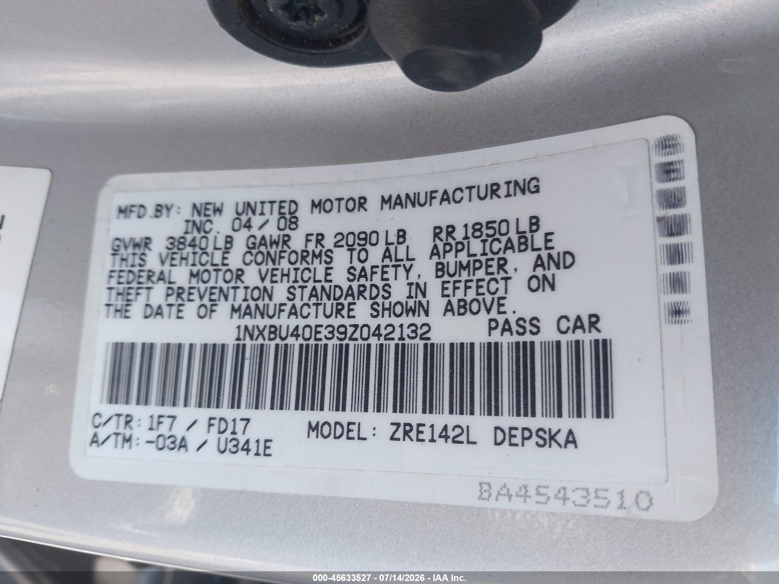 2009 Toyota Corolla S Silver vin: 1NXBU40E39Z042132