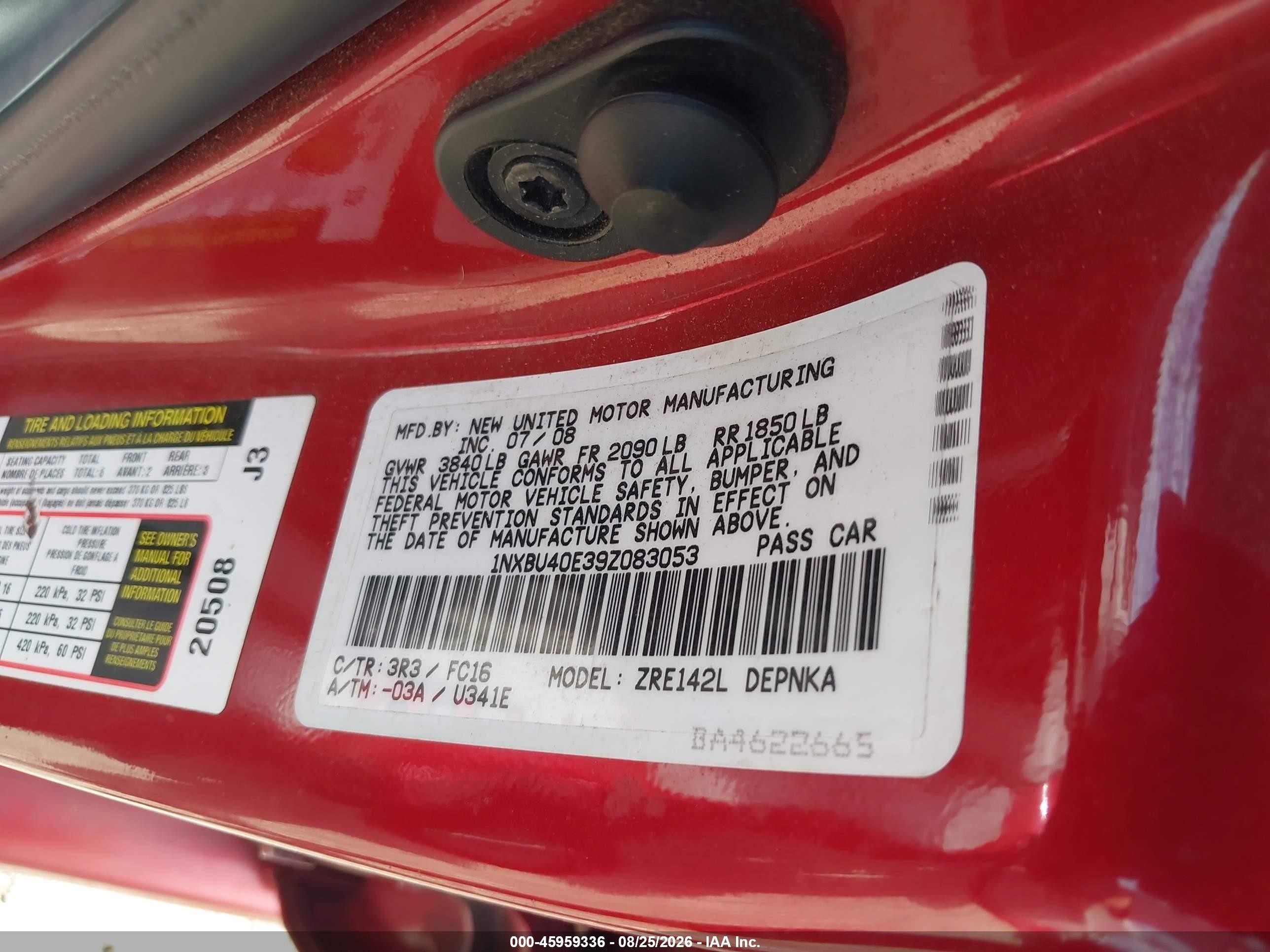 2009 Toyota Corolla Xle Red vin: 1NXBU40E39Z083053