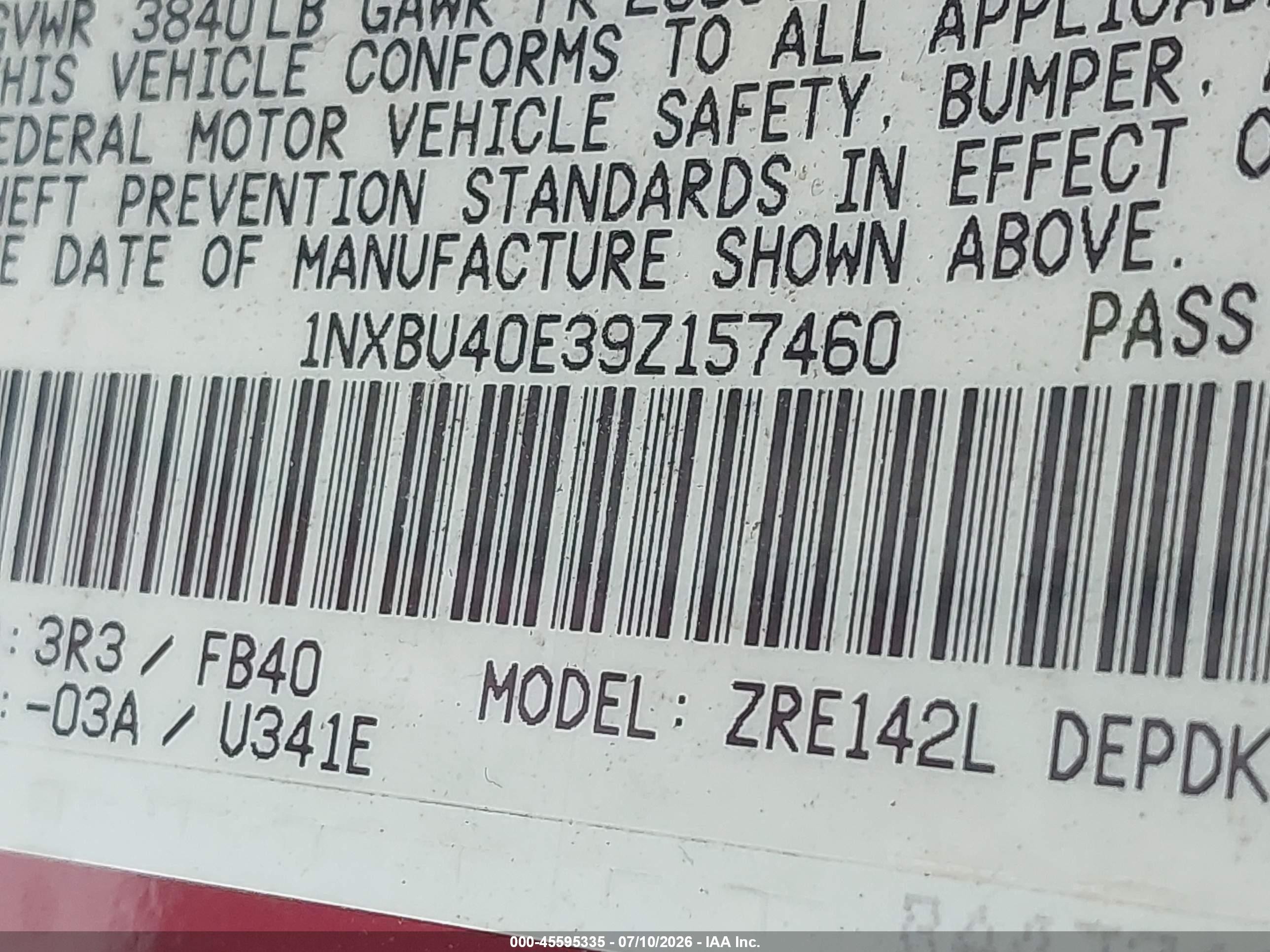 2009 Toyota Corolla Le Red vin: 1NXBU40E39Z157460